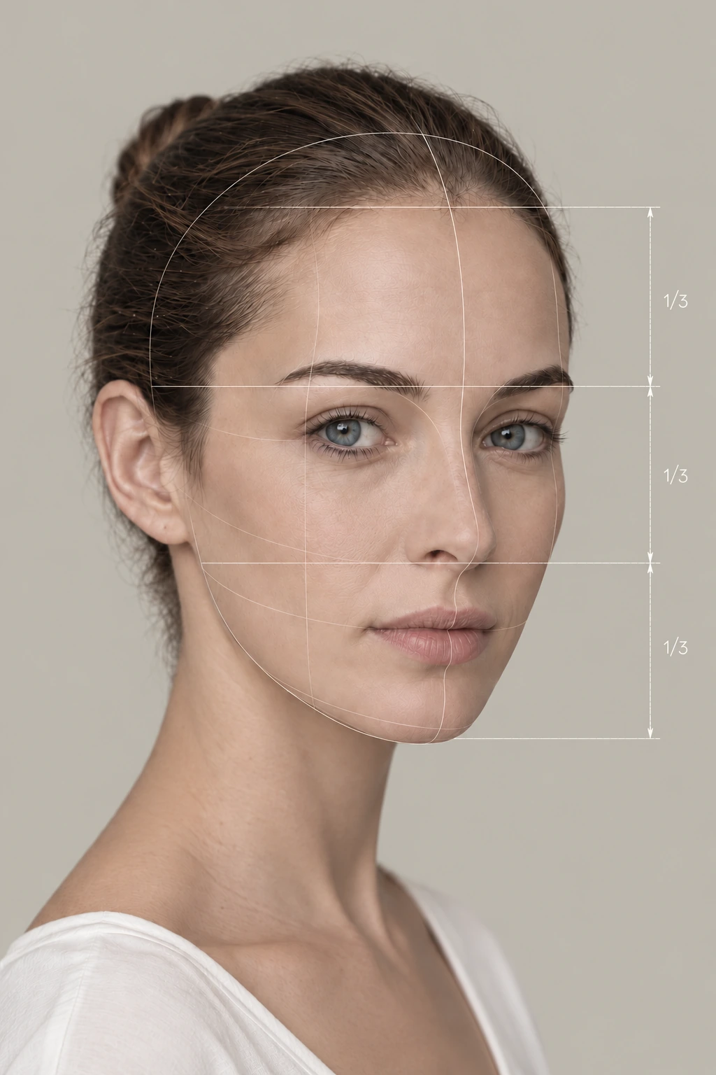 Illustration du visage, structures faciales mises en évidence